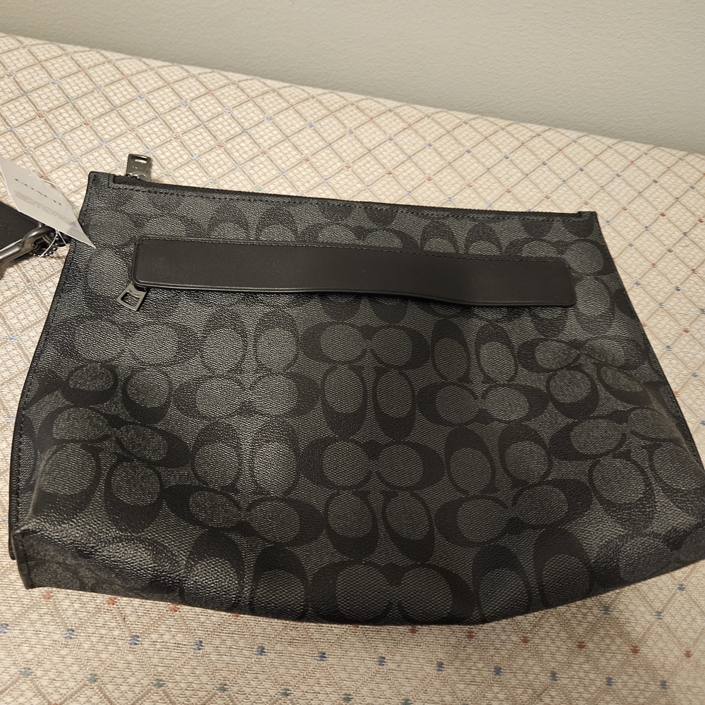 Coach Black and Gray Signature Pouch